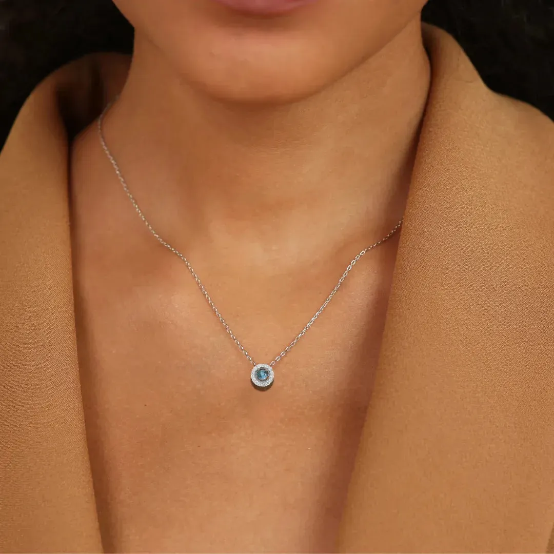 Natural Blue Topaz Dancing Stone Necklace