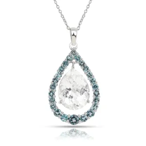 Natural White Topaz Teardrop Blue Topaz Necklace