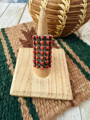 Old Pawn Vintage Zuni Sterling Silver & Coral Ring Size 6