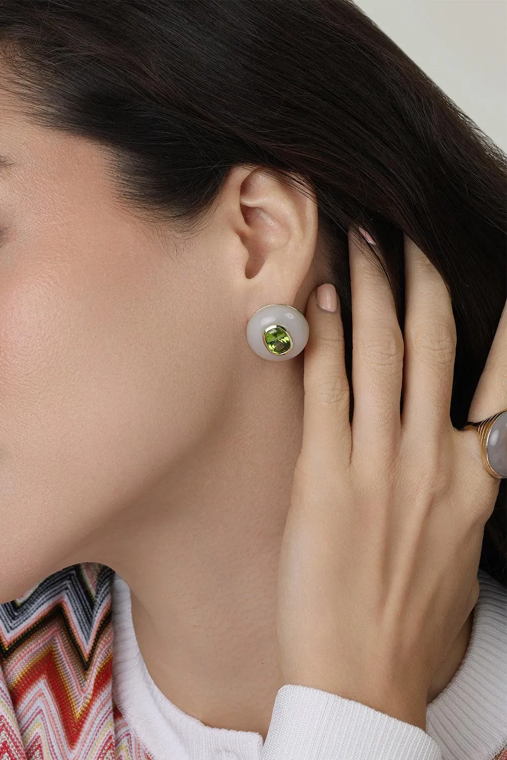 Peridot Chalcedony Lollipop Earrings
