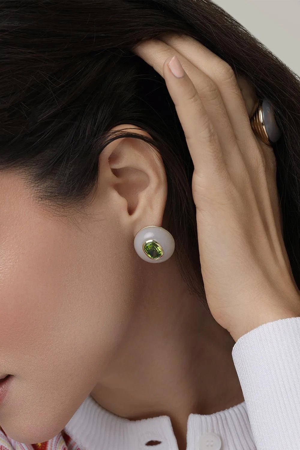 Peridot Chalcedony Lollipop Earrings