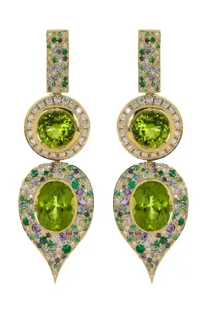 Peridot Purple Sapphire Diamond Earrings
