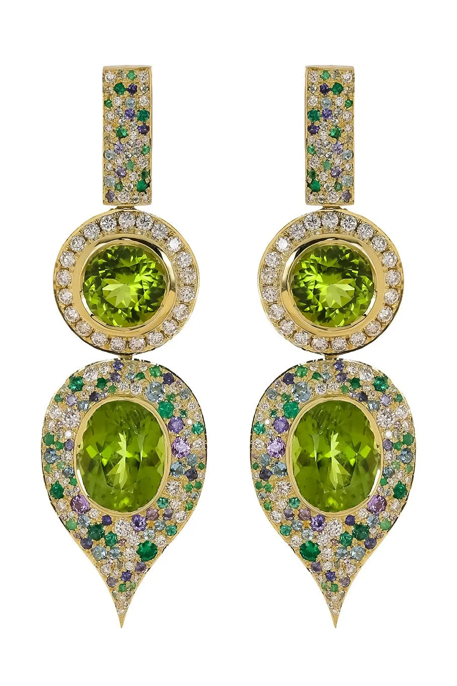 Peridot Purple Sapphire Diamond Earrings