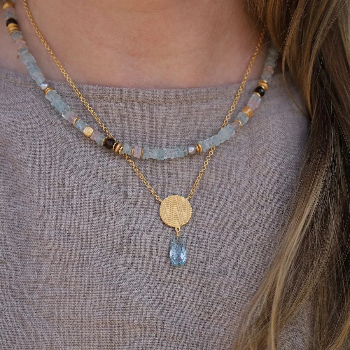 Serenity Blue Topaz Pendant Necklace