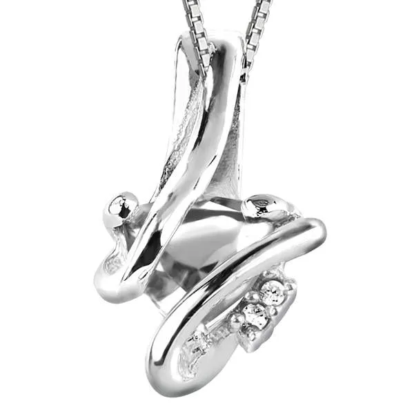 Silver Diamond And White Topaz Pendant
