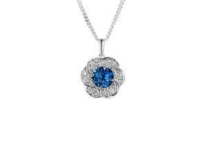 Silver Flower London Blue Topaz Necklace