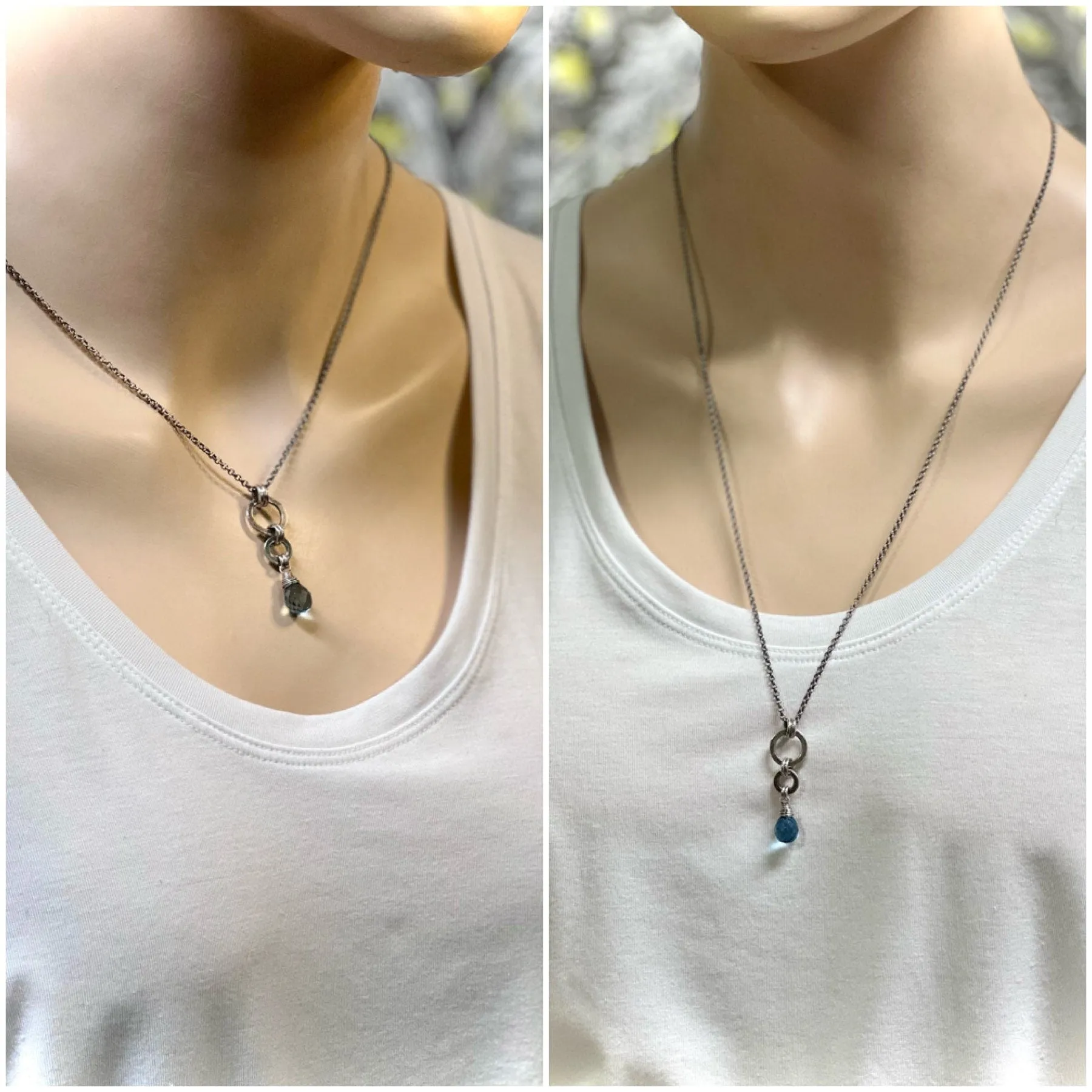 Sky Blue Quartz and Sterling Silver Pendant Necklace