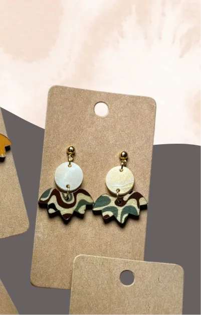 Small Half Flowers - Speciality Acrylic & Wood Earrings