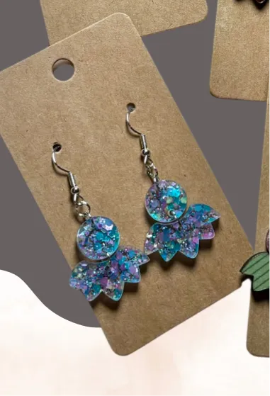 Small Half Flowers - Speciality Acrylic & Wood Earrings