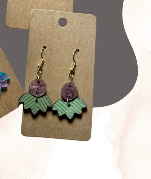 Small Half Flowers - Speciality Acrylic & Wood Earrings