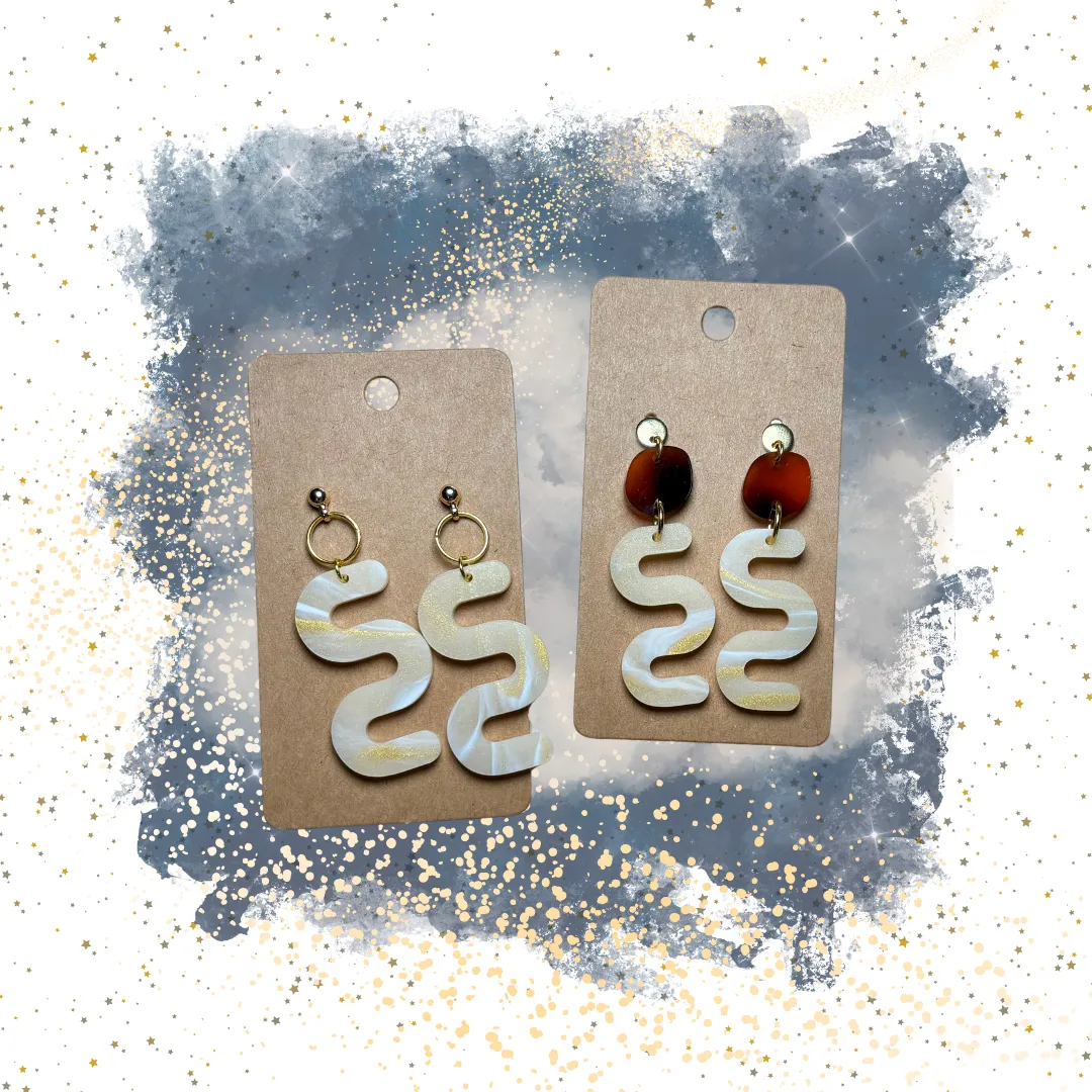 Squiggle Shape - “Amber Luxe” Speciality Acrylic Earrings
