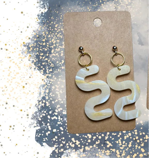Squiggle Shape - “Amber Luxe” Speciality Acrylic Earrings