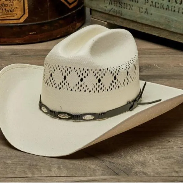Stampede Men's Western Shantung 50X Straw Hat - The Blaze in White