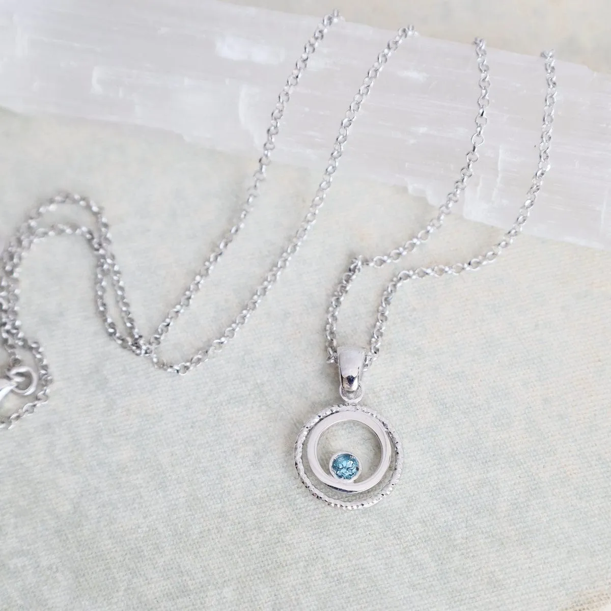 Sterling Silver & Blue Topaz Operato Necklace