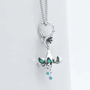 Sterling Silver Blue Topaz Pendant Gentian Flower 18-inch Necklace