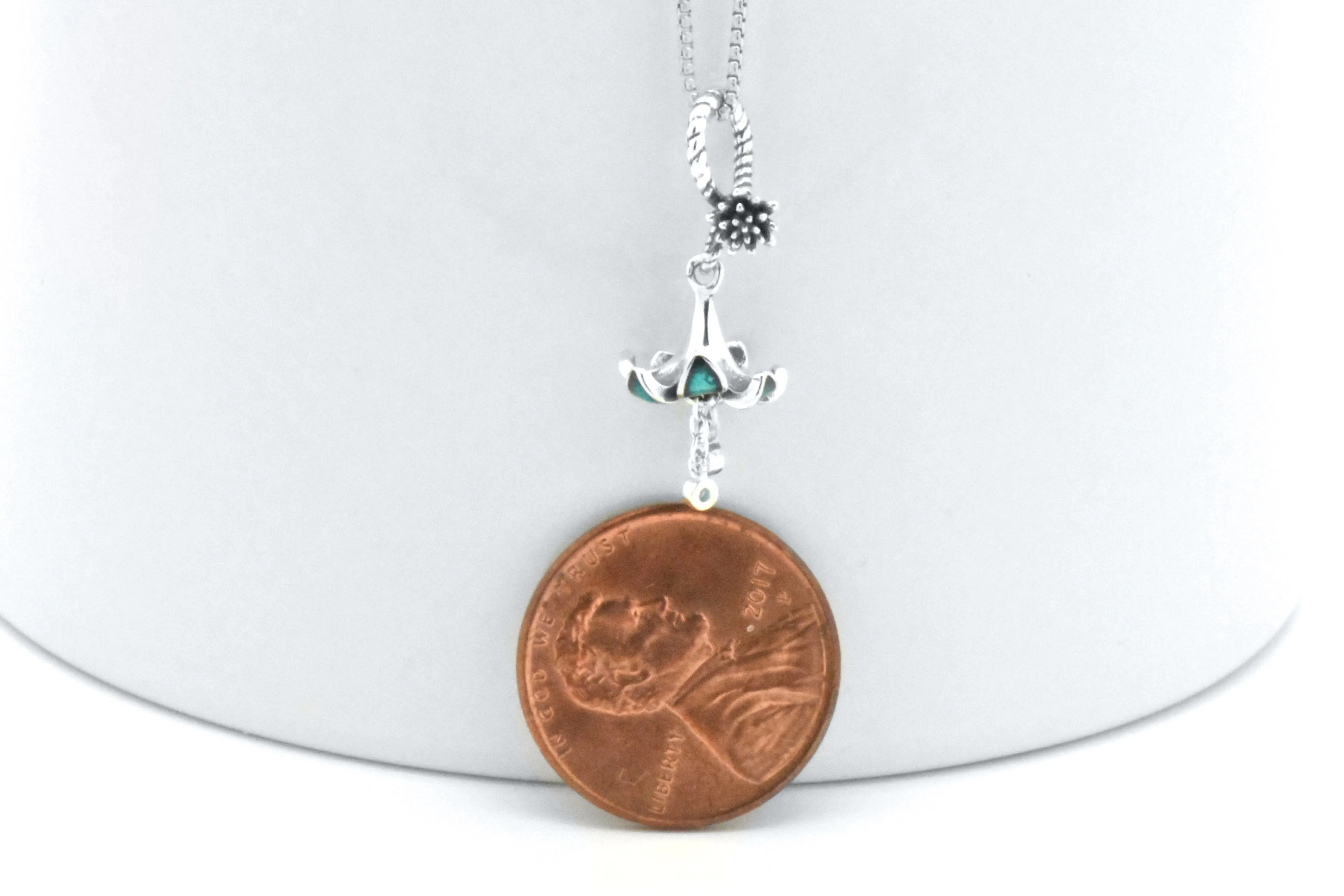 Sterling Silver Blue Topaz Pendant Gentian Flower 18-inch Necklace