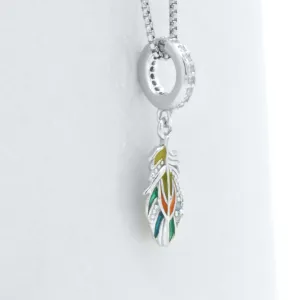 Sterling Silver MultiColor Blue Topaz Feather Pendant Necklace