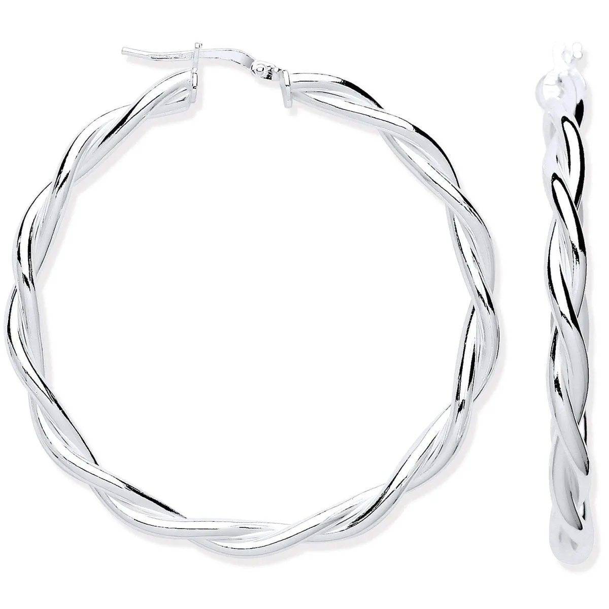 Sterling Silver Twist Hoop 40mm Earrings