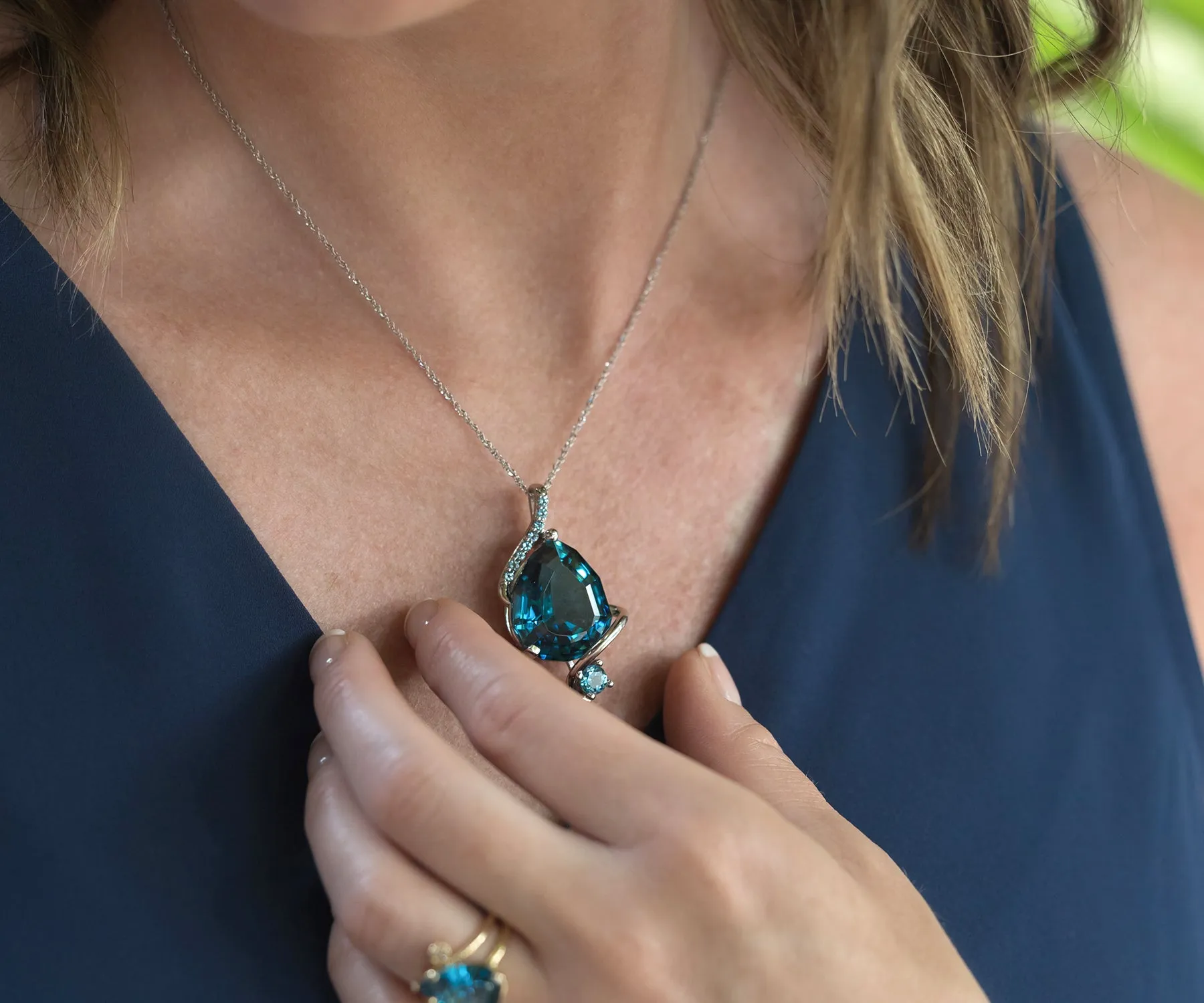 Stunning Swirl London Blue Topaz Necklace