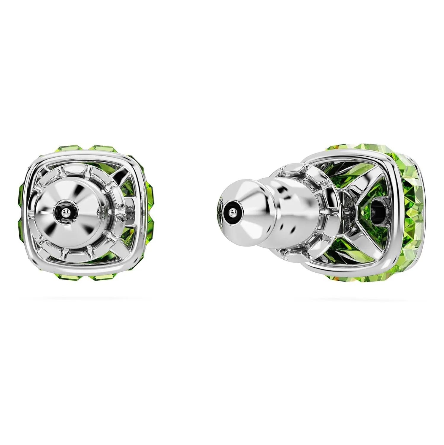 Swarovski Part of the Birthstone Collection Women's Green Square-Cut Stone and Crystals in a Rhodium-Finished Setting August Birthstone Stud Earrings - 5661958