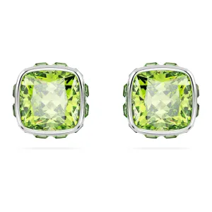 Swarovski Part of the Birthstone Collection Women's Green Square-Cut Stone and Crystals in a Rhodium-Finished Setting August Birthstone Stud Earrings - 5661958