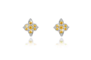 Takia Filigree Amber CZ Sterling Silver Stud Earrings