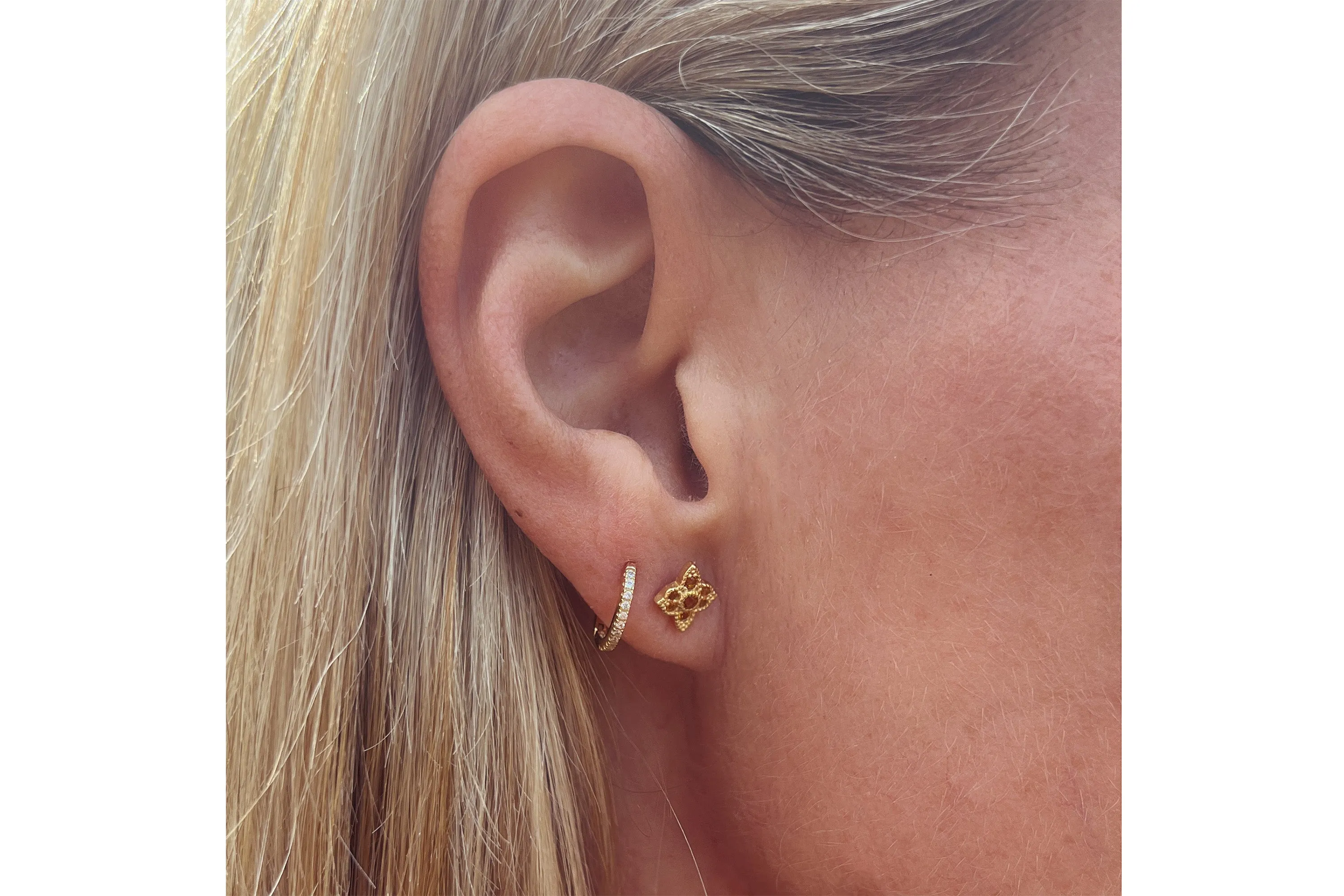 Takia Filigree Amber CZ Sterling Silver Stud Earrings