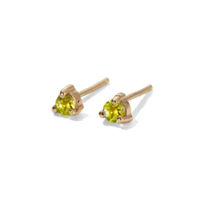 Tiny Stud, Peridot, 9kt Yellow Gold