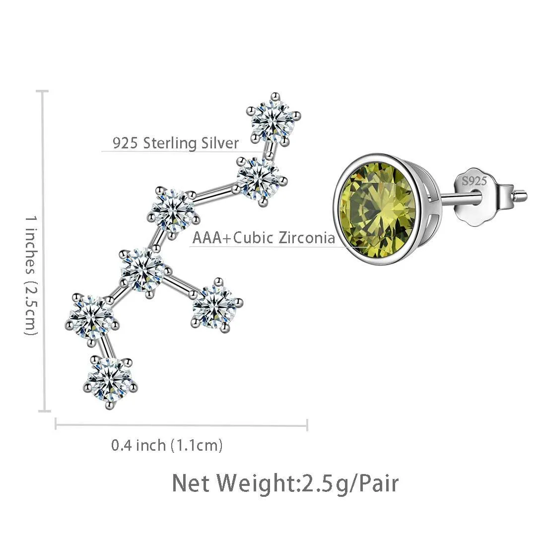 Tokyo Mart Virgo Earrings August Birthstone Zodiac Studs Women Girls Jewelry Birthday Gift