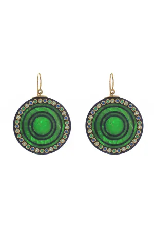 Tourmaline Peridot Green Bakelite Earrings