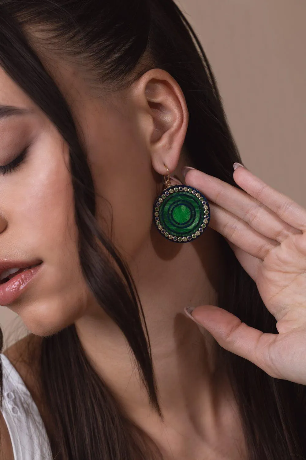 Tourmaline Peridot Green Bakelite Earrings