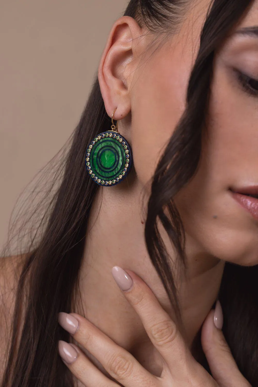 Tourmaline Peridot Green Bakelite Earrings