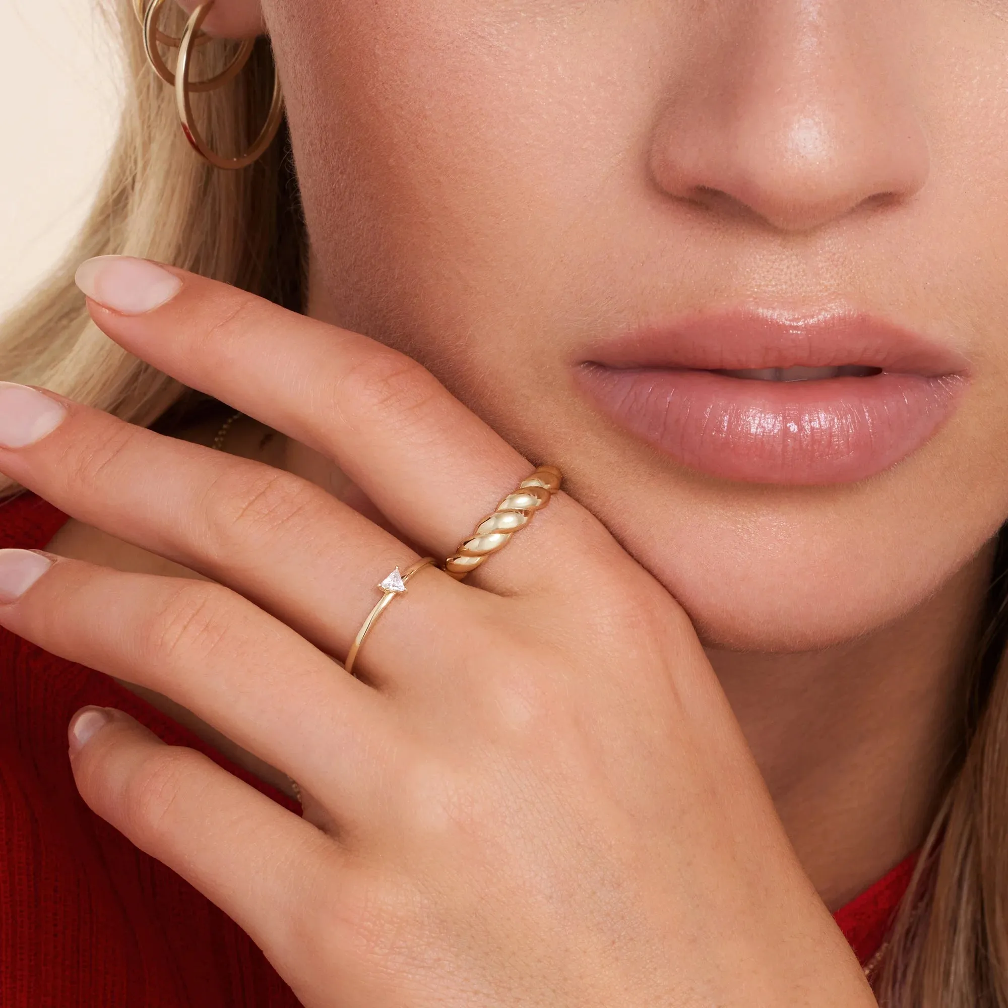 Trillion Cut Cubic Zirconia Ring