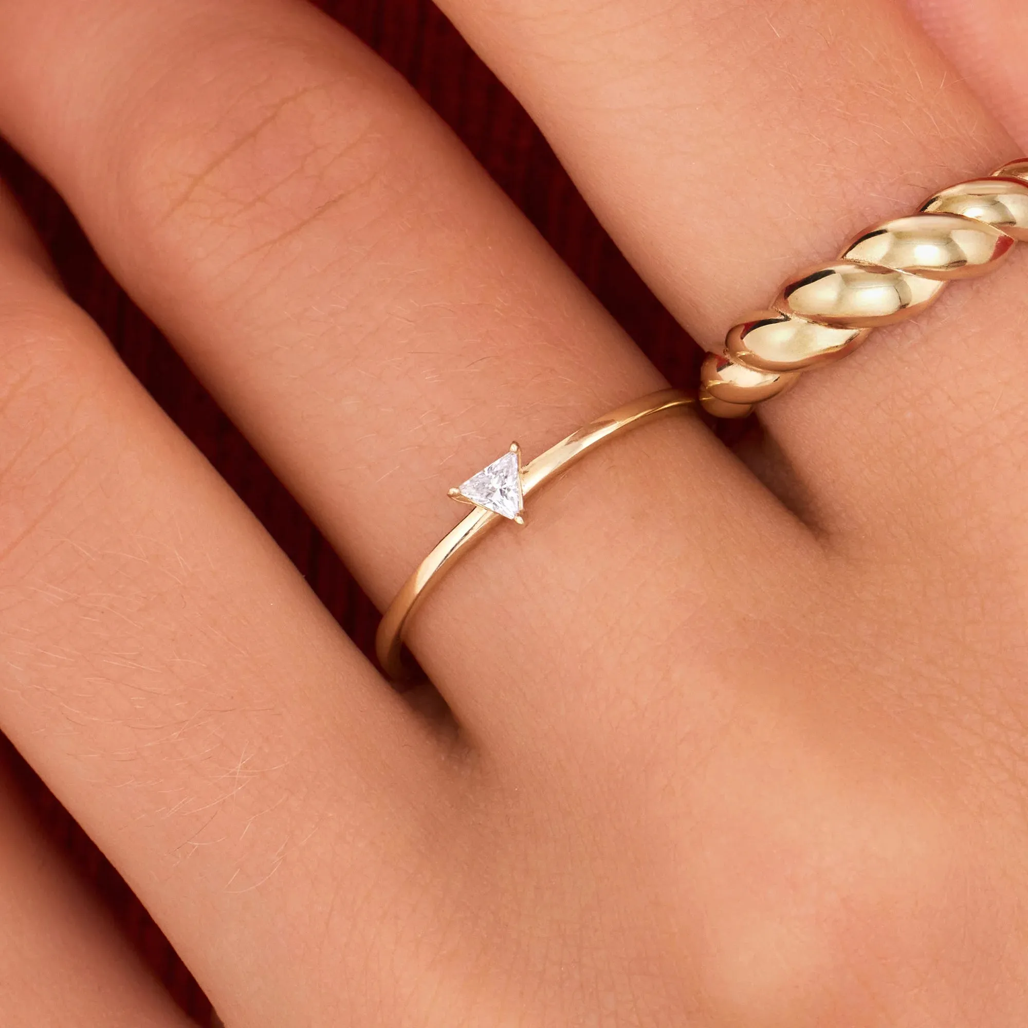 Trillion Cut Cubic Zirconia Ring