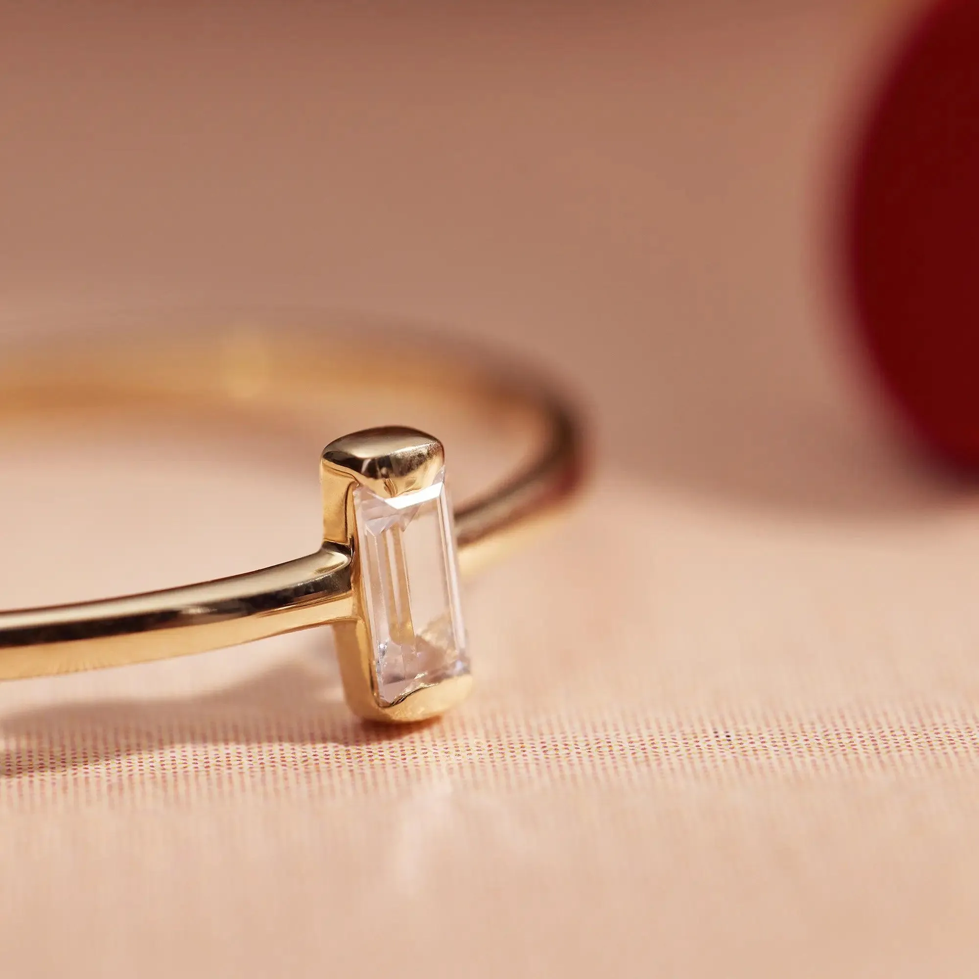 Vertical Baguette Cut Cubic Zirconia Ring
