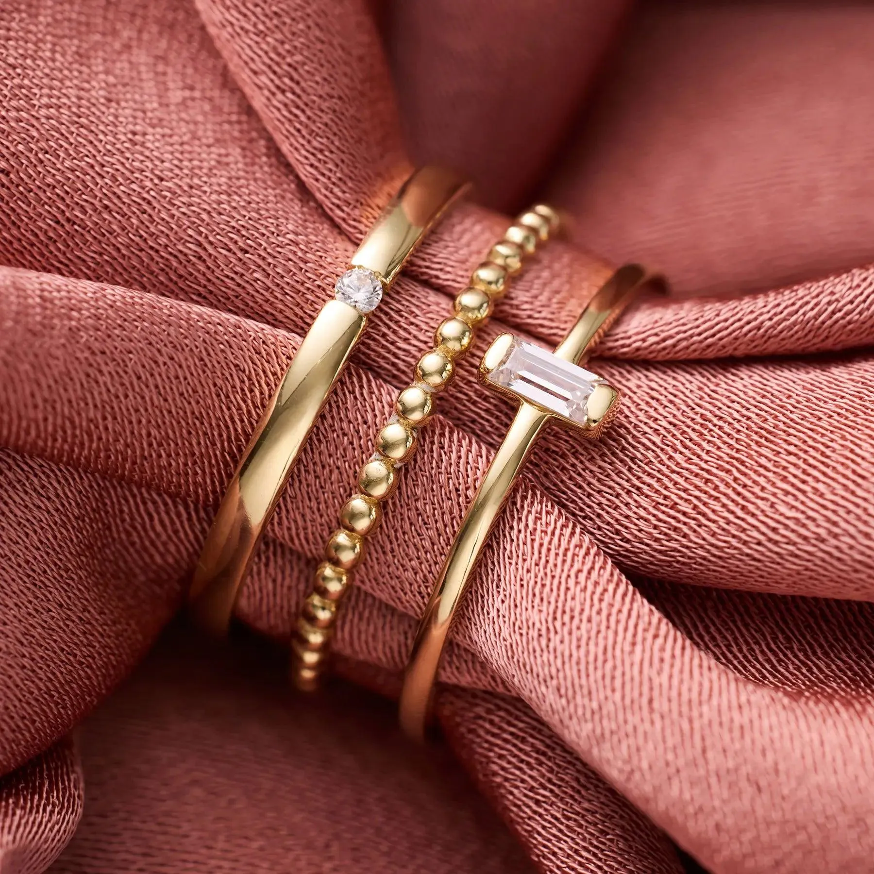 Vertical Baguette Cut Cubic Zirconia Ring