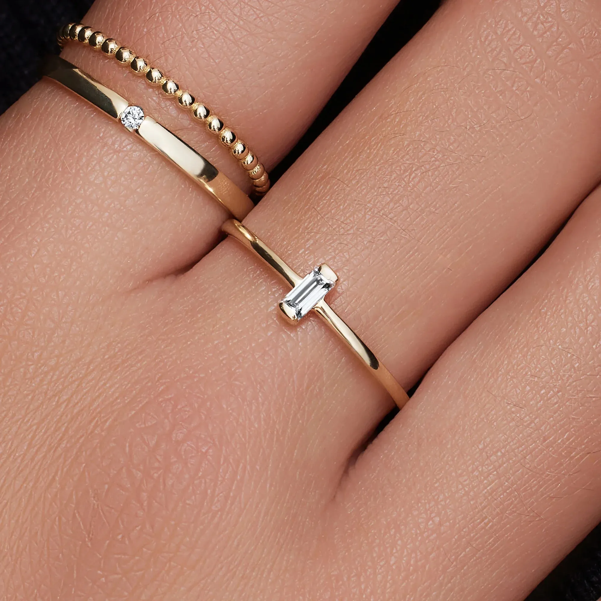 Vertical Baguette Cut Cubic Zirconia Ring