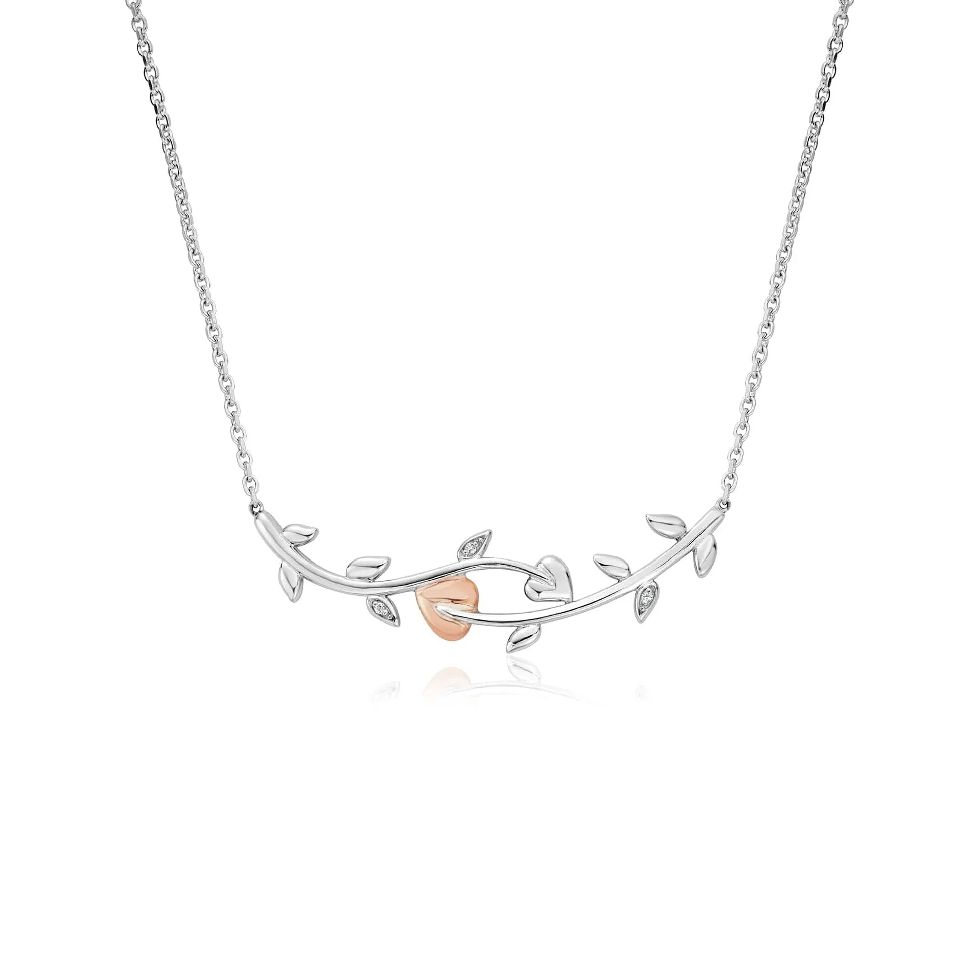Vine Of Life White Topaz Necklace - Silver/Rose - 3STOL0237