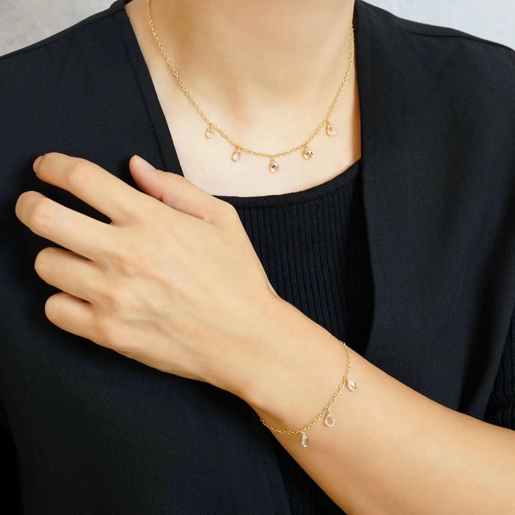 [WEB and Some Store Only] Gold Filled White Topaz Choker Necklace