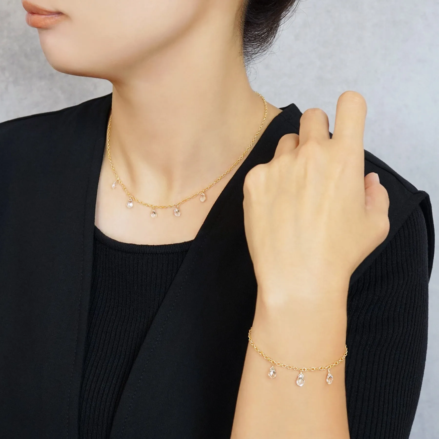 [WEB and Some Store Only] Gold Filled White Topaz Choker Necklace
