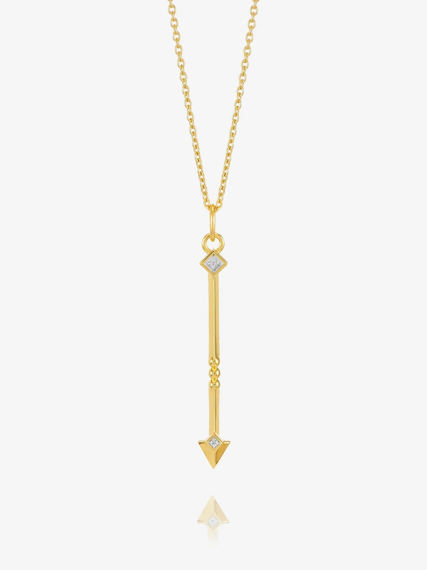 White Topaz North Star Arrow Necklace - Gold - NSN5GP