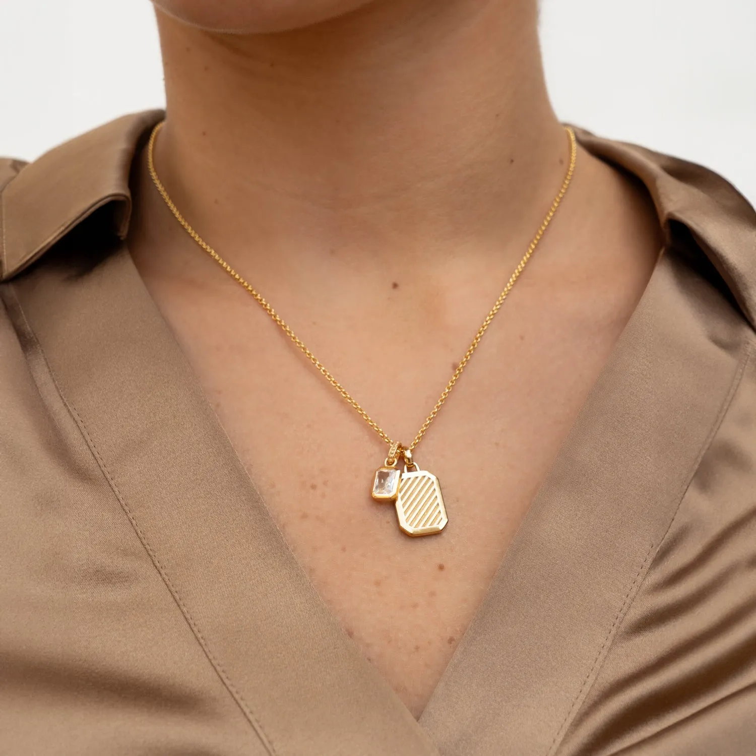 White Topaz Octagon Humbug Necklace