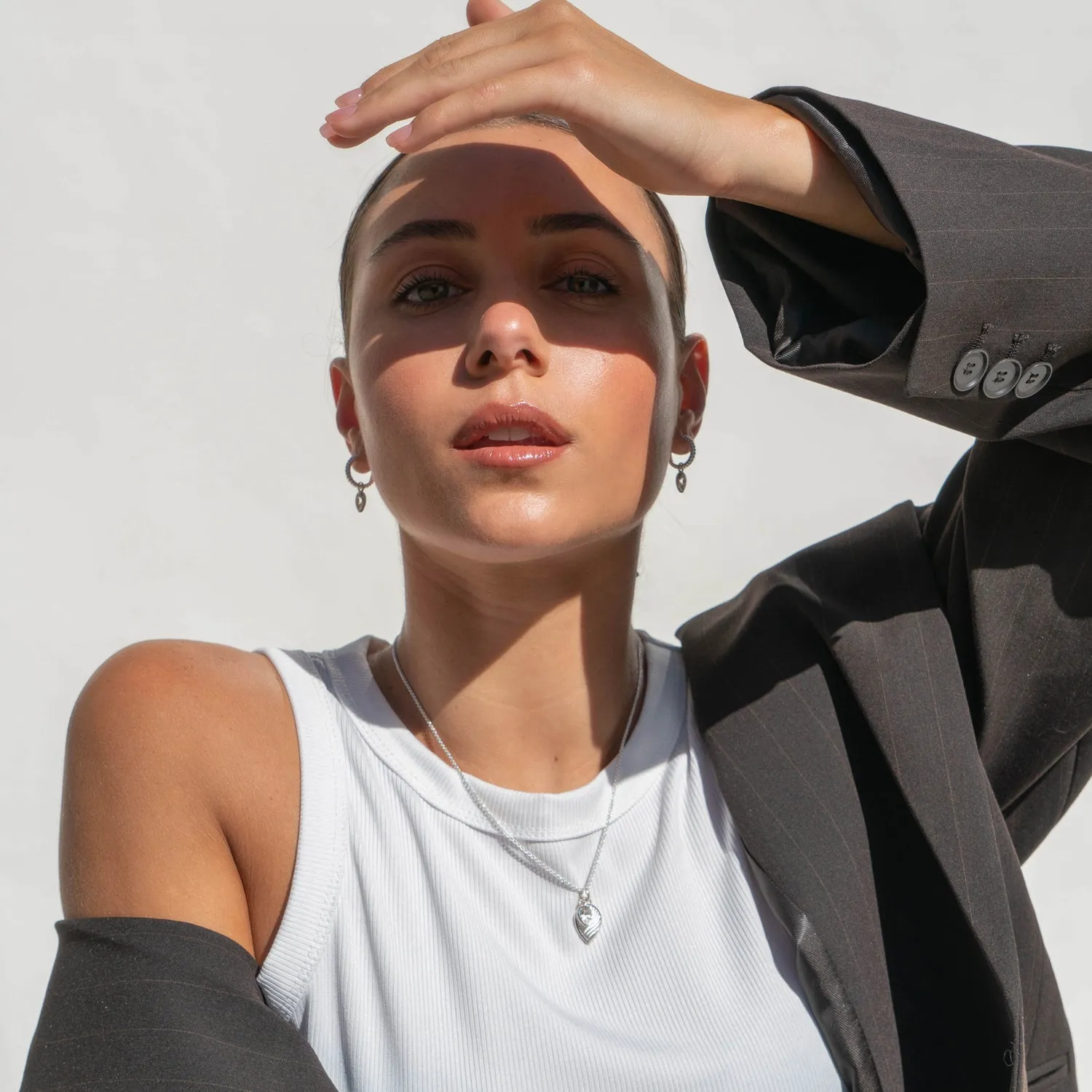 White Topaz Twist Peardrop Necklace