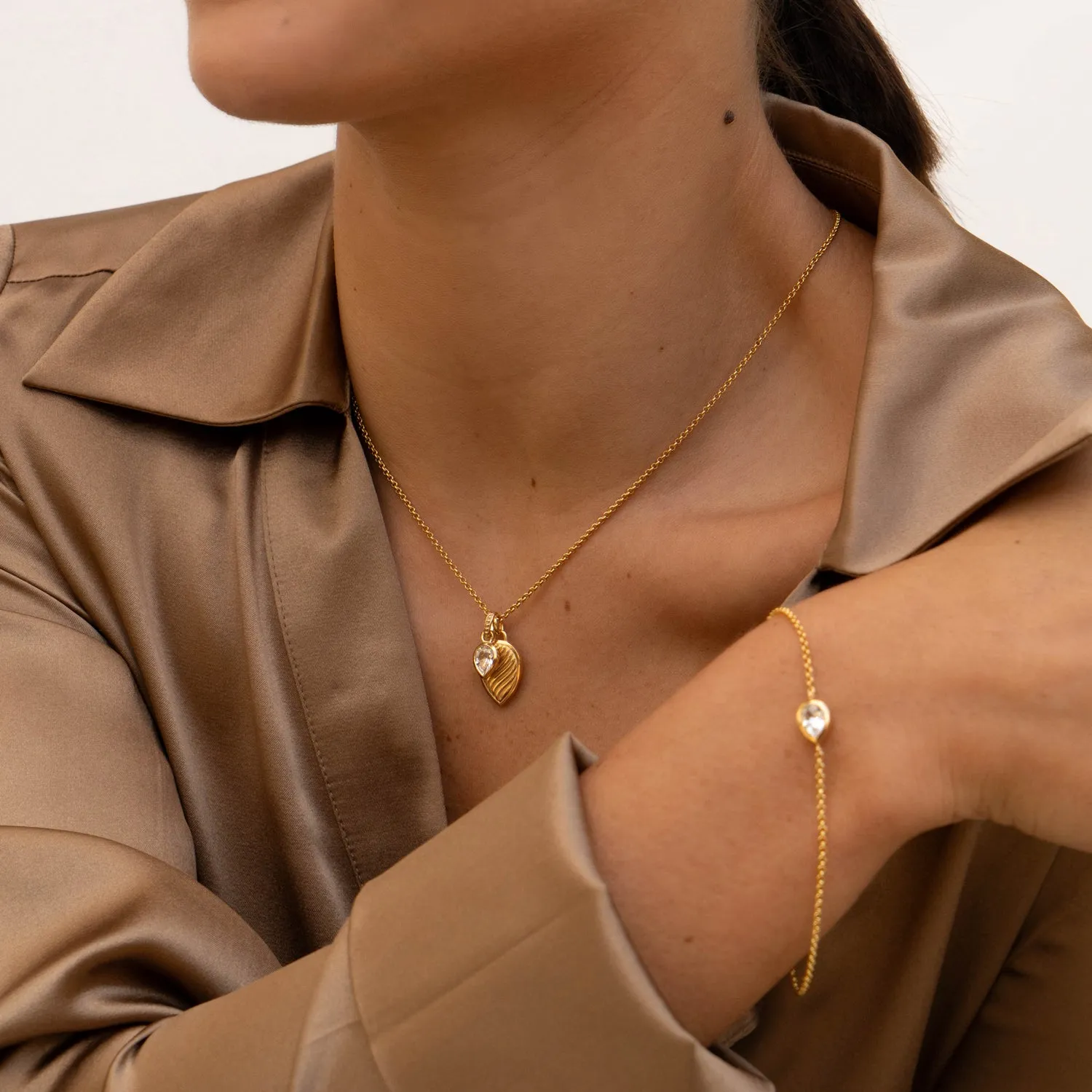 White Topaz Twist Peardrop Necklace
