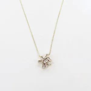 YELLOW GOLD WHITE TOPAZ CLUSTER NECKLACE